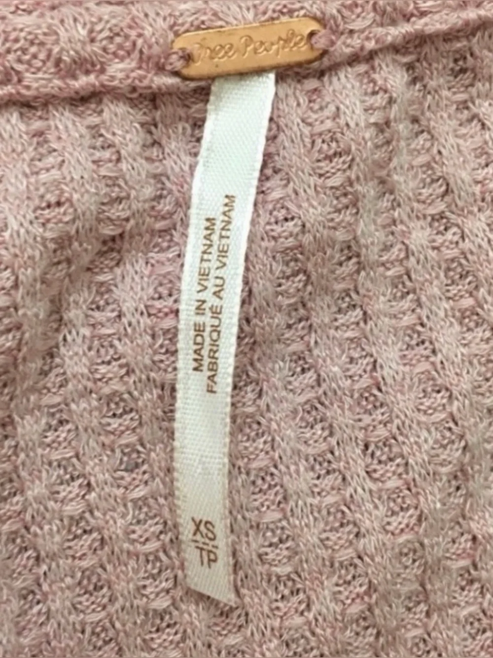 Free People Womens Pink Blush Waffle Knit Tiered Tunic XS Cottagecore Coastal